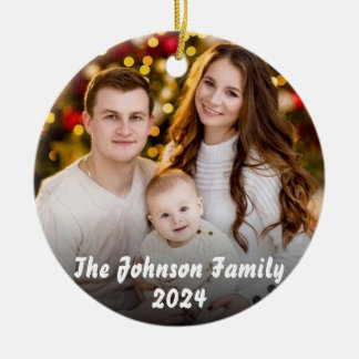 Personalized family photo Christmas Ceramic Ornament