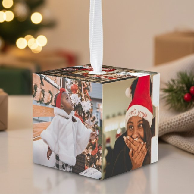 Personalized Family Photo Christmas Cube Ornament (Personalized Family Photo Christmas Cube Ornament)