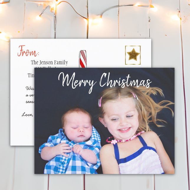 Personalized Family Photo Christmas Holiday Postcard (Creator Uploaded)