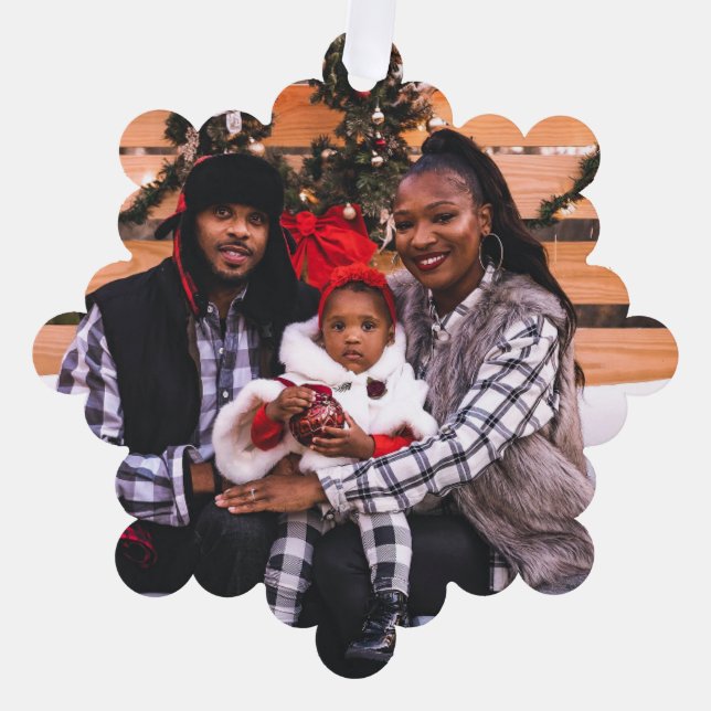 Personalized Family Photo Christmas Ornament Card (Front)