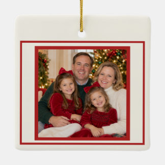 Personalized Family Photo Christmas Ornament Red