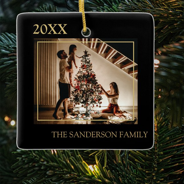 Personalized Family Photo Christmas Tree Ceramic Ornament (Creator Uploaded)