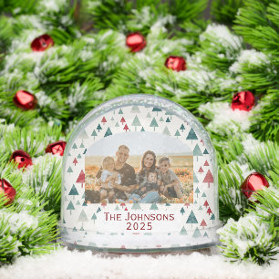 Personalized Family Photo Christmas Trees Snow Globe