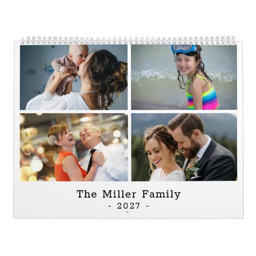 Personalized Family Photo Collage 2027 Calendar