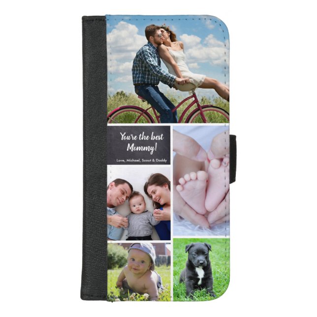 Personalized Family Photo Collage | Best Mommy iPhone Wallet Case (Front)
