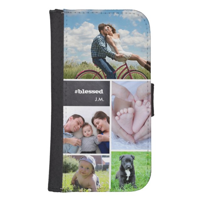 Personalized Family Photo Collage #blessed Samsung Galaxy Wallet Case (Front)