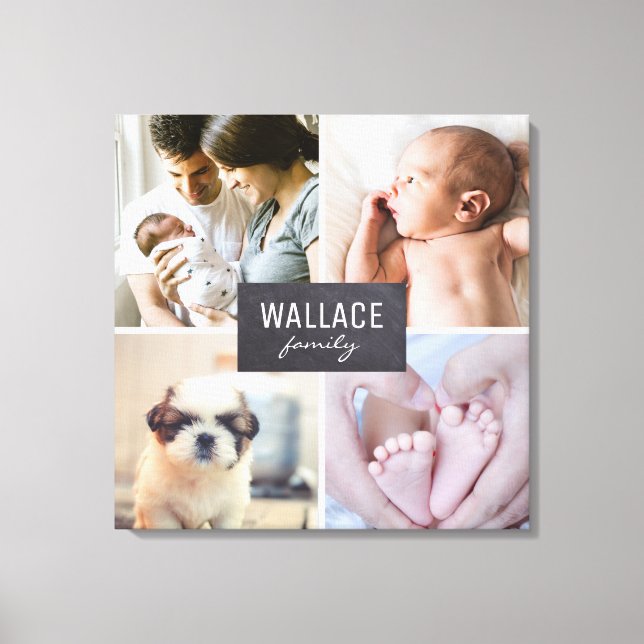 Personalized Family Photo Collage blocks Canvas Print (Front)