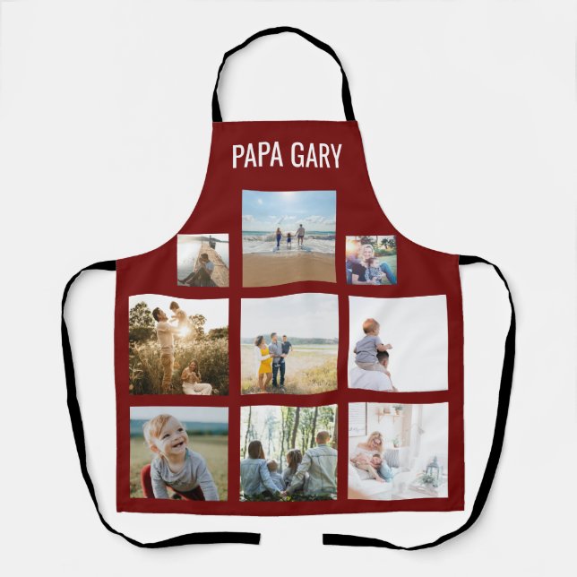 Personalized Family Photo Collage Christmas Apron (Front)