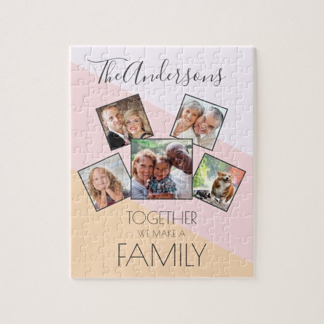 Personalized Family Photo Collage Elegant Modern Jigsaw Puzzle (Vertical)