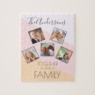 Personalized Family Photo Collage Elegant Modern Jigsaw Puzzle