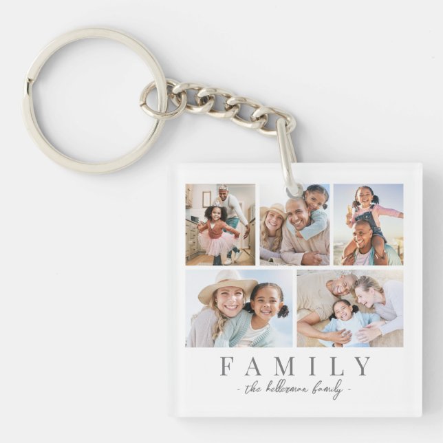 Personalized Family Photo Collage Keychain (Front)