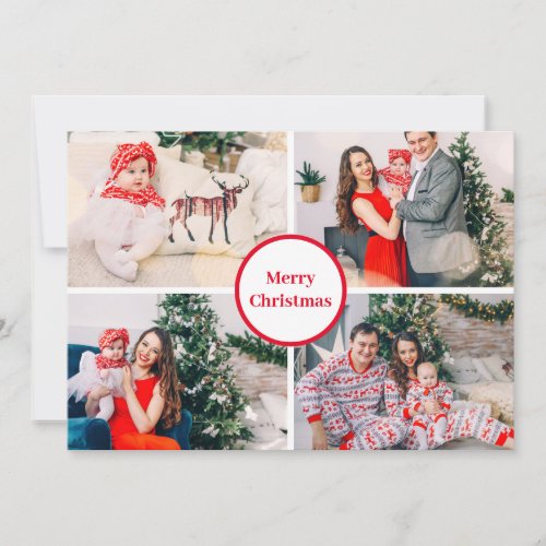 Personalized Family Photo Collage Merry Christmas Holiday Card