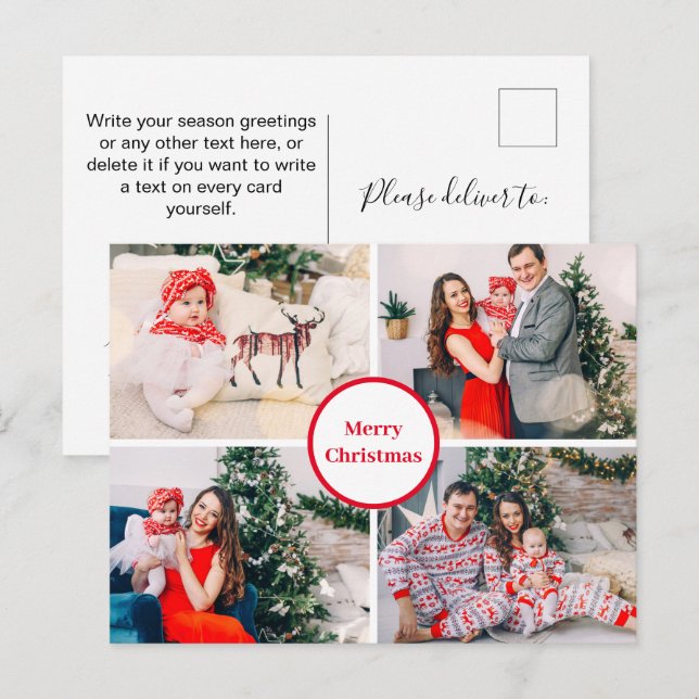 Personalized Family Photo Collage Merry Christmas Postcard (Front/Back)