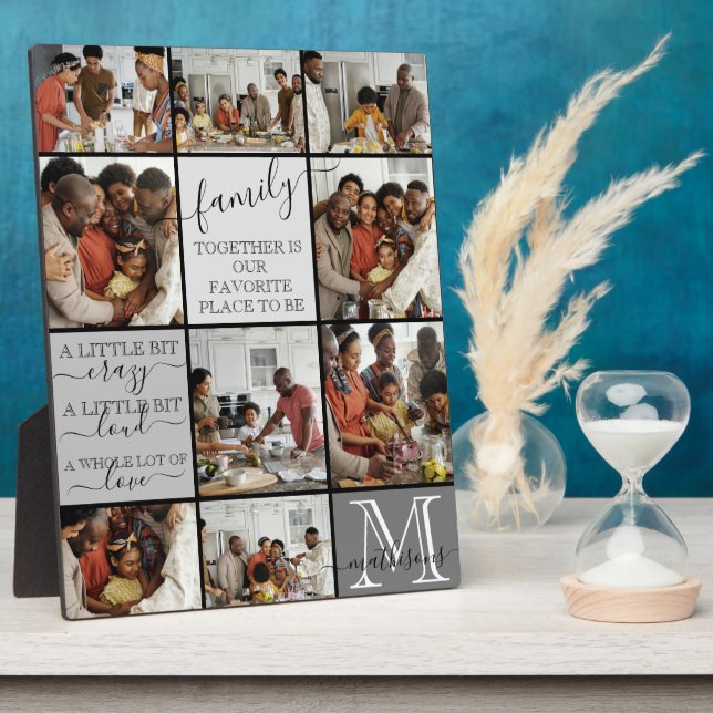 Personalized Family Photo Collage Monogram Quotes Plaque (Side)