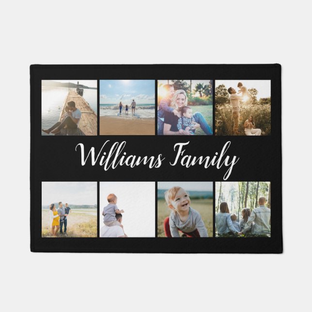 Personalized Family Photo Collage Name Doormat (Front)