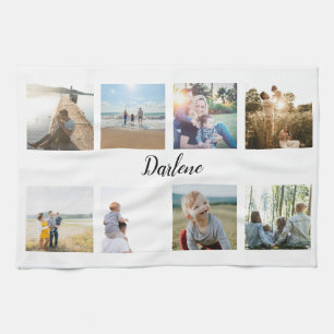 Personalized Family Photo Collage Name Kitchen Towel