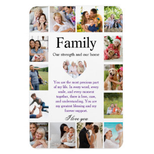 Personalized Family Photo Collage Poster with Hear Magnet
