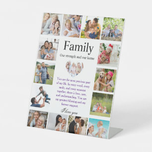Personalized Family Photo Collage Poster with Hear Pedestal Sign