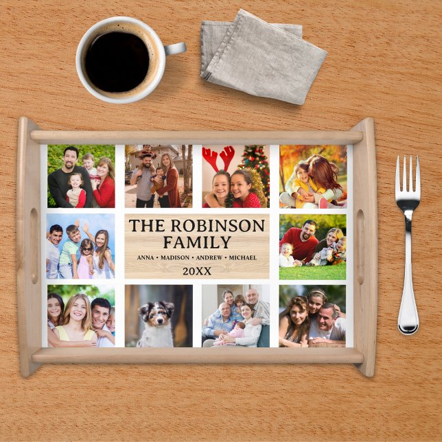 Personalized Family Photo Collage, Rustic Wood  Serving Tray (Creator Uploaded)