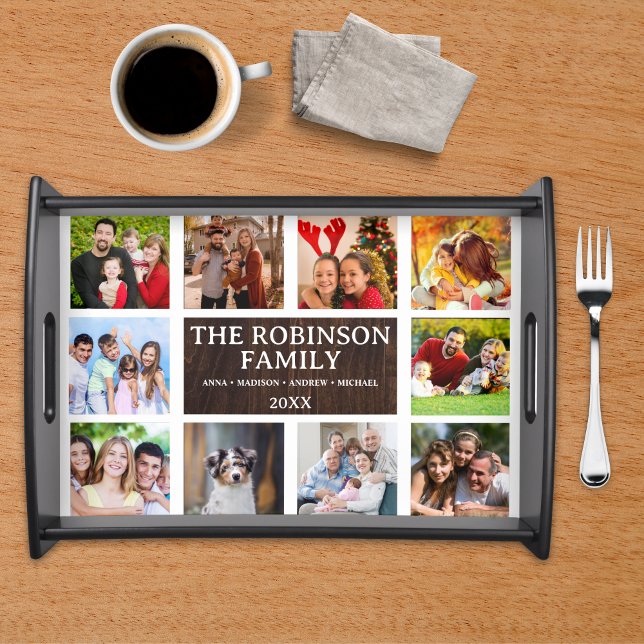 Personalized Family Photo Collage, Rustic Wood  Serving Tray (Creator Uploaded)