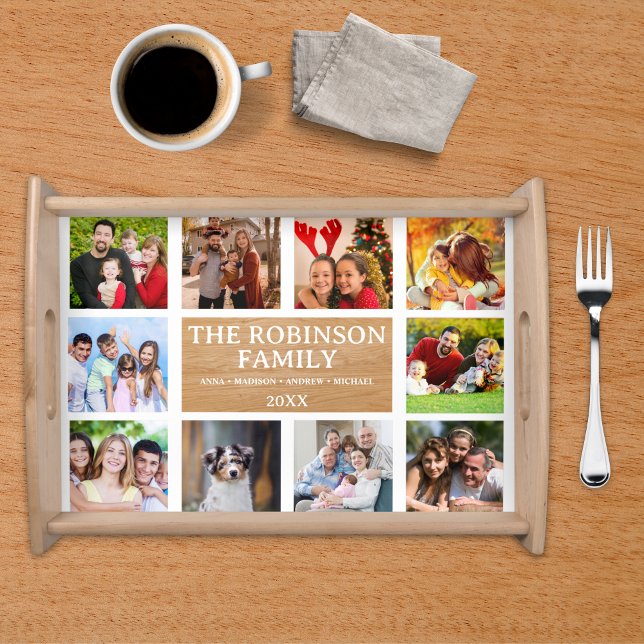 Personalized Family Photo Collage, Rustic Wood  Serving Tray (Creator Uploaded)