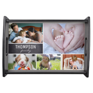 Personalized family photo collage serving tray