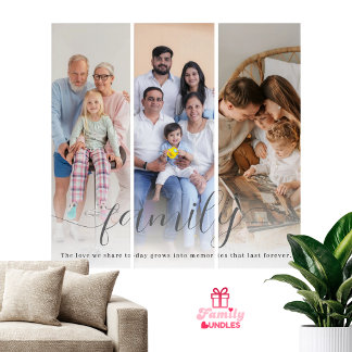 Personalized Family Photo Collage Triptych