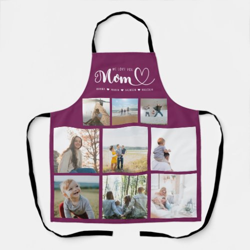 Personalized Family Photo Collage We Love You Mom Apron