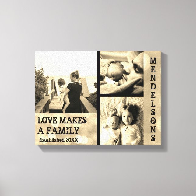 Personalized family photo collage with custom text canvas print (Front)