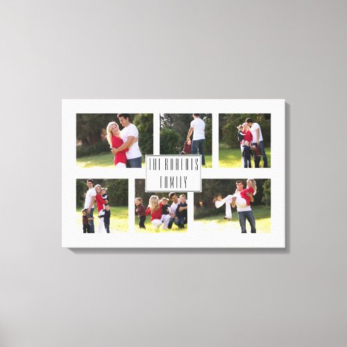 Personalized family photo collage with six photos canvas print