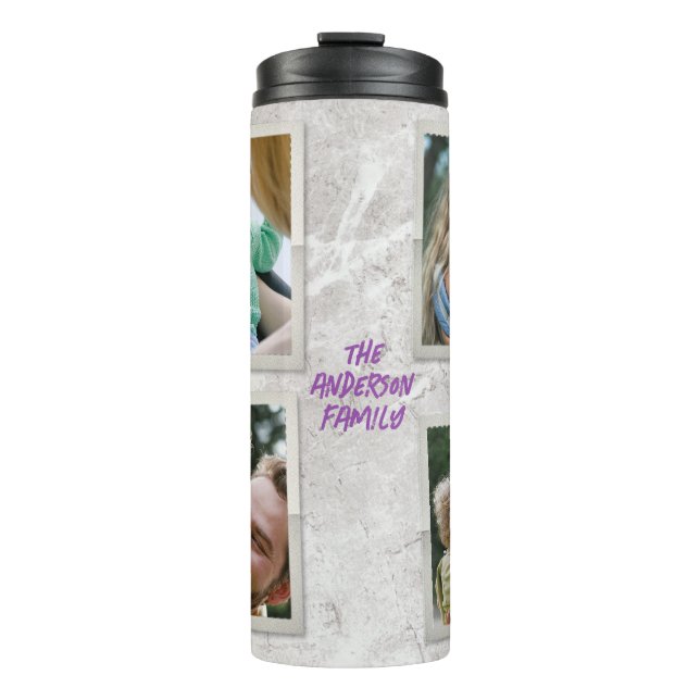 Personalized Family Photo Collage with Texts Thermal Tumbler (Front)