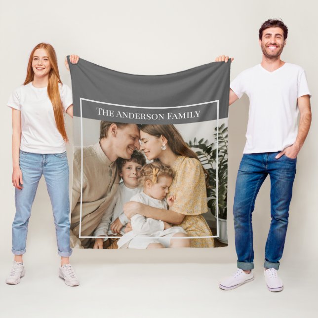 Personalized Family Photo | Custom Family Name  Fleece Blanket (In Situ)