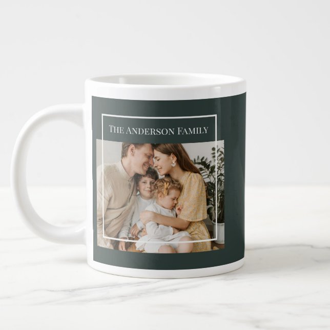 Personalized Family Photo | Custom Family Name  Giant Coffee Mug (Left)