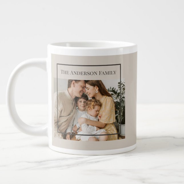 Personalized Family Photo | Custom Family Name  Giant Coffee Mug (Left)