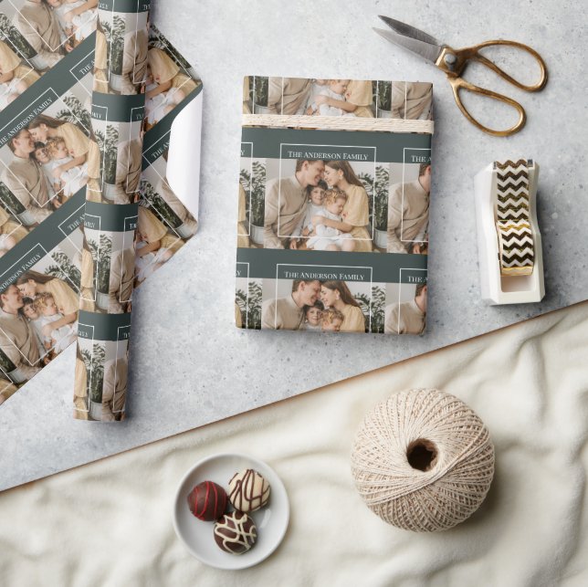 Personalized Family Photo | Custom Family Name  Wrapping Paper (Crafts)