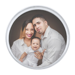 Personalized Family Photo Custom Silver Finish Lapel Pin