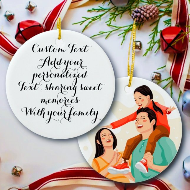 Personalized family photo, custom text ornament. ceramic ornament (Creator Uploaded)