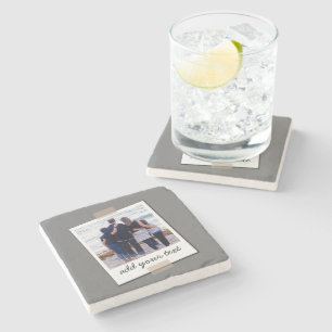 Personalized Family Photo & Custom Text Stone Coaster