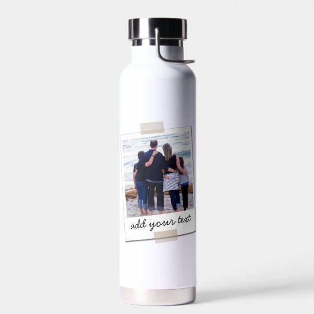 Personalized Family Photo & Custom Text  Water Bottle (Left)