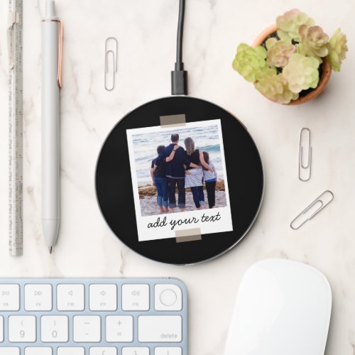 Personalized Family Photo  Custom Text  Wireless Charger