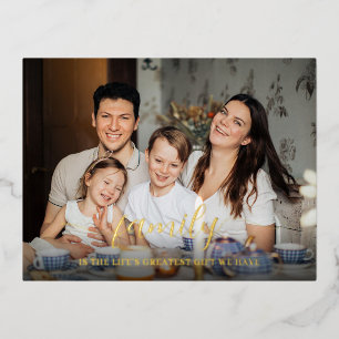 Personalized Family Photo Dedicated Gift Foil Holiday Postcard