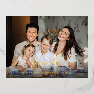 Personalized Family Photo Dedicated Gift Foil Holiday Postcard