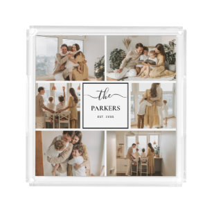 Personalized Family Photo Editable Color Collage Acrylic Tray