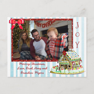 Personalized Family Photo Gingerbread House Cards