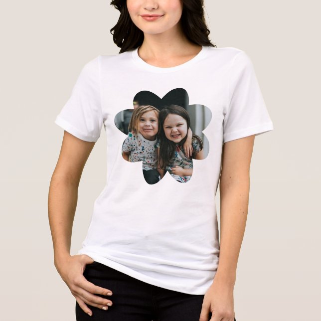 Personalized Family Photo Grandma Flower Frame Tri-Blend Shirt (Front)