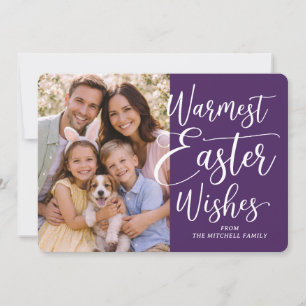 Personalized Family Photo Happy Easter Dark Purple Holiday Card