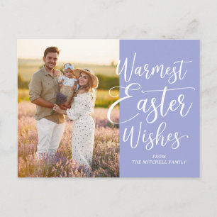 Personalized Family Photo Happy Easter Violet Blue Postcard