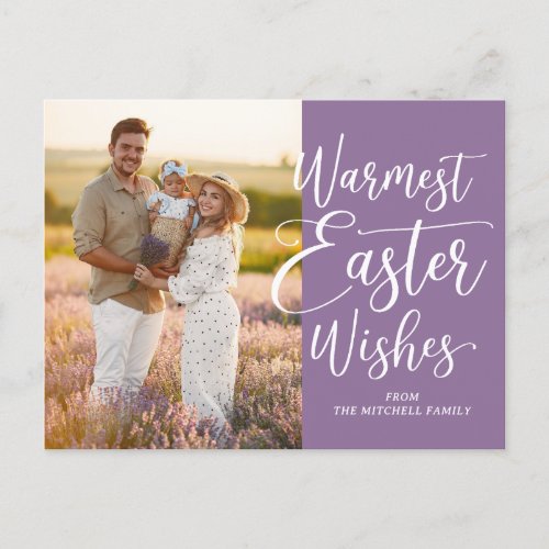 Personalized Family Photo Happy Easter Violet Postcard
