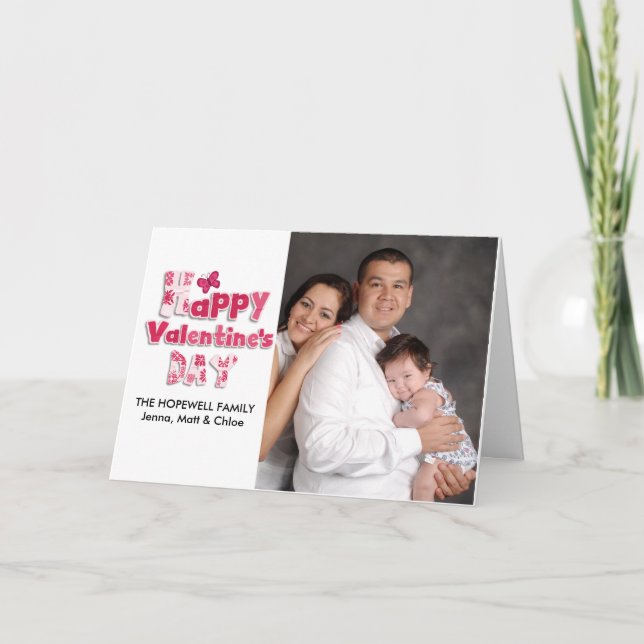 Personalized Family Photo Happy Valentine Day Card (Front)