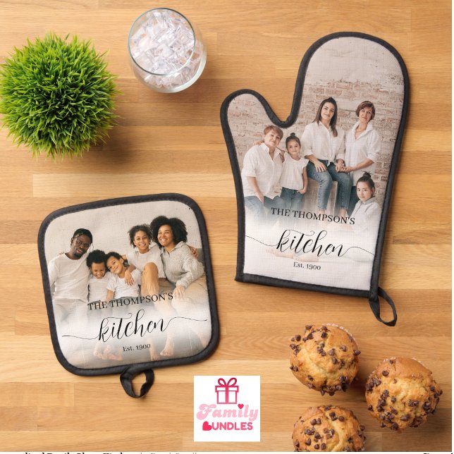 Personalized Family Photo Kitchen  Oven Mitt & Pot Holder Set (Personalized Family Photo Kitchen Oven Mitt & Pot Holder Set)